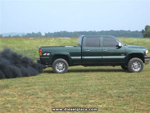 pickup with diesel smoke