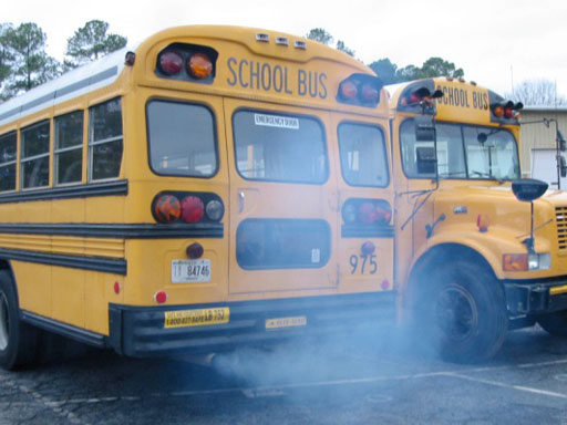 School bus diesel smoke