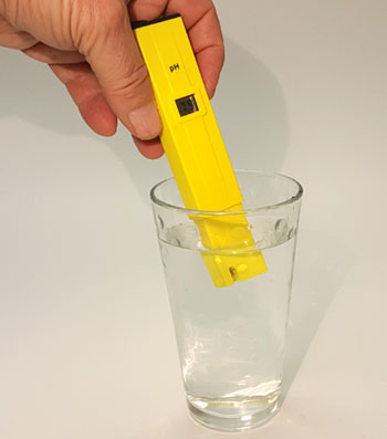 pH meter in water