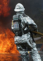 fireman in paper suit