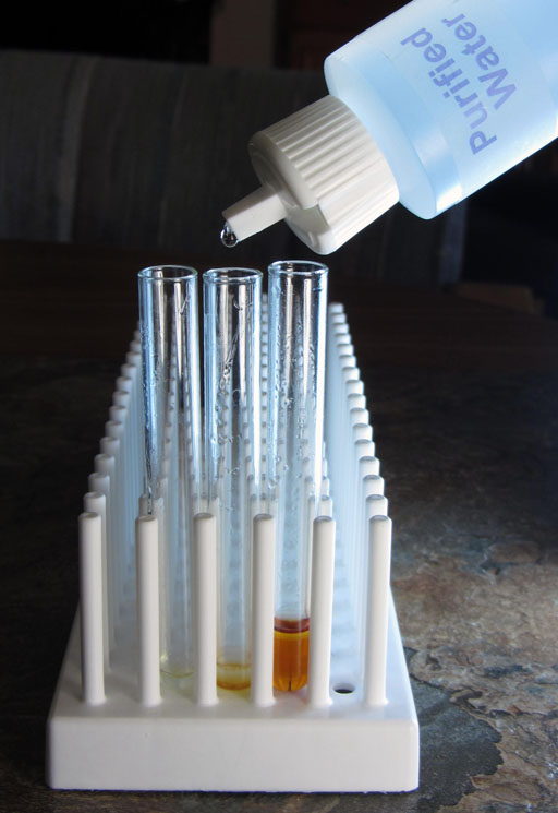 Add water to samples of biodiesel and glycerin