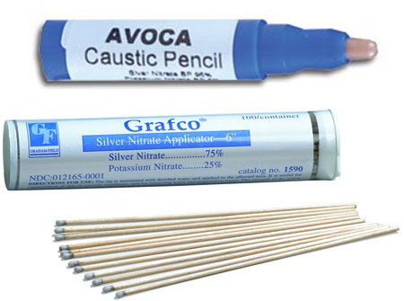 Caustic pencil and caustic sticks