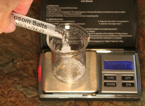 Weighing Epsom salts