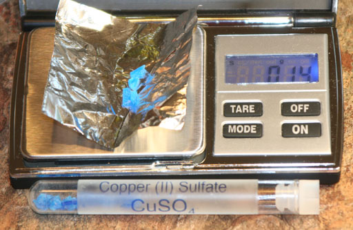 copper sulfate on digital balance