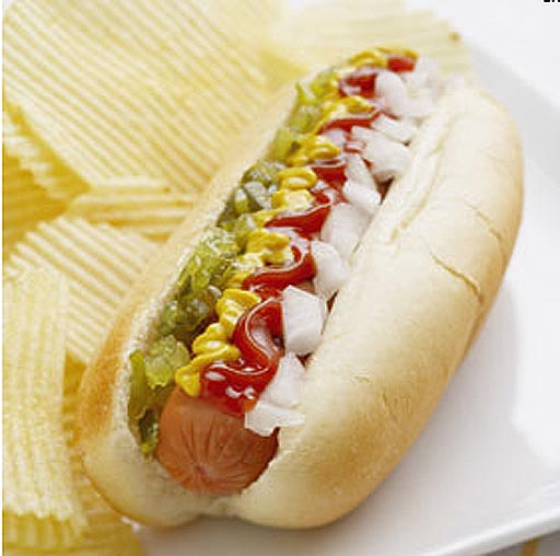 hot dog with mustard