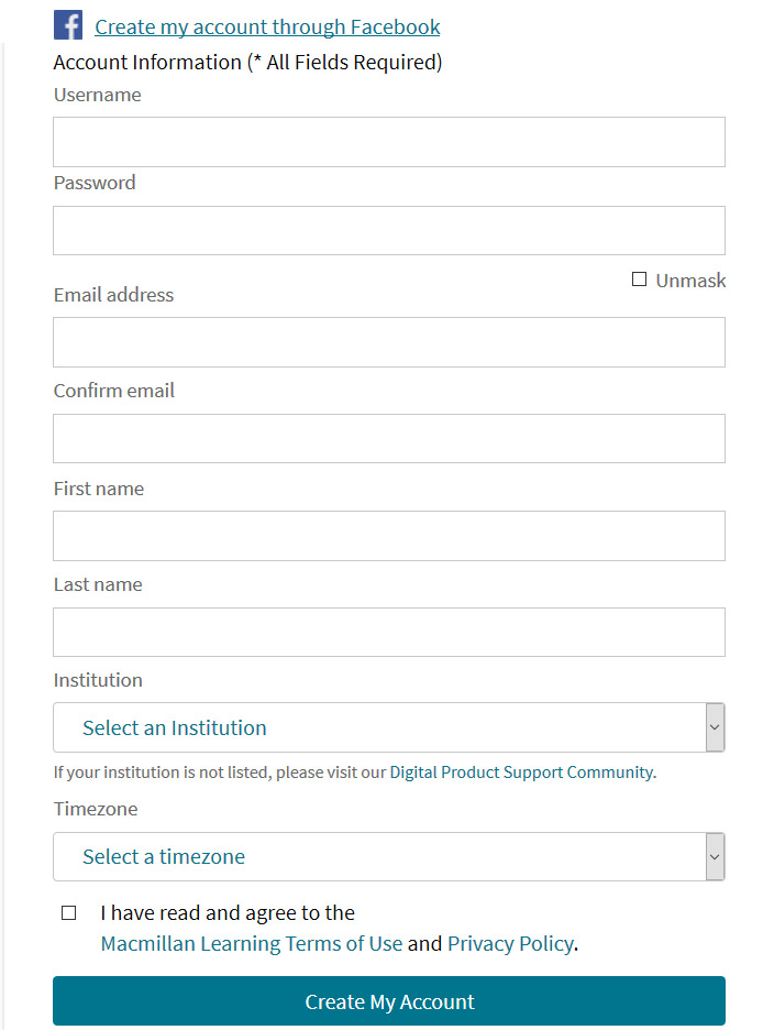 account information form